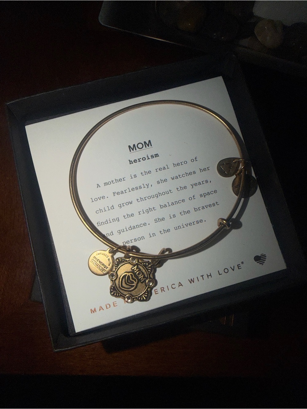 ALEX AND ANI Mom Heroism Gold Charm Bangle Bracelet - MOM